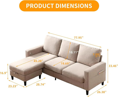 Convertible Sectional Linen Sofa