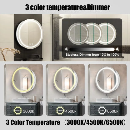 26inch Round Medicine Cabinet with Lights