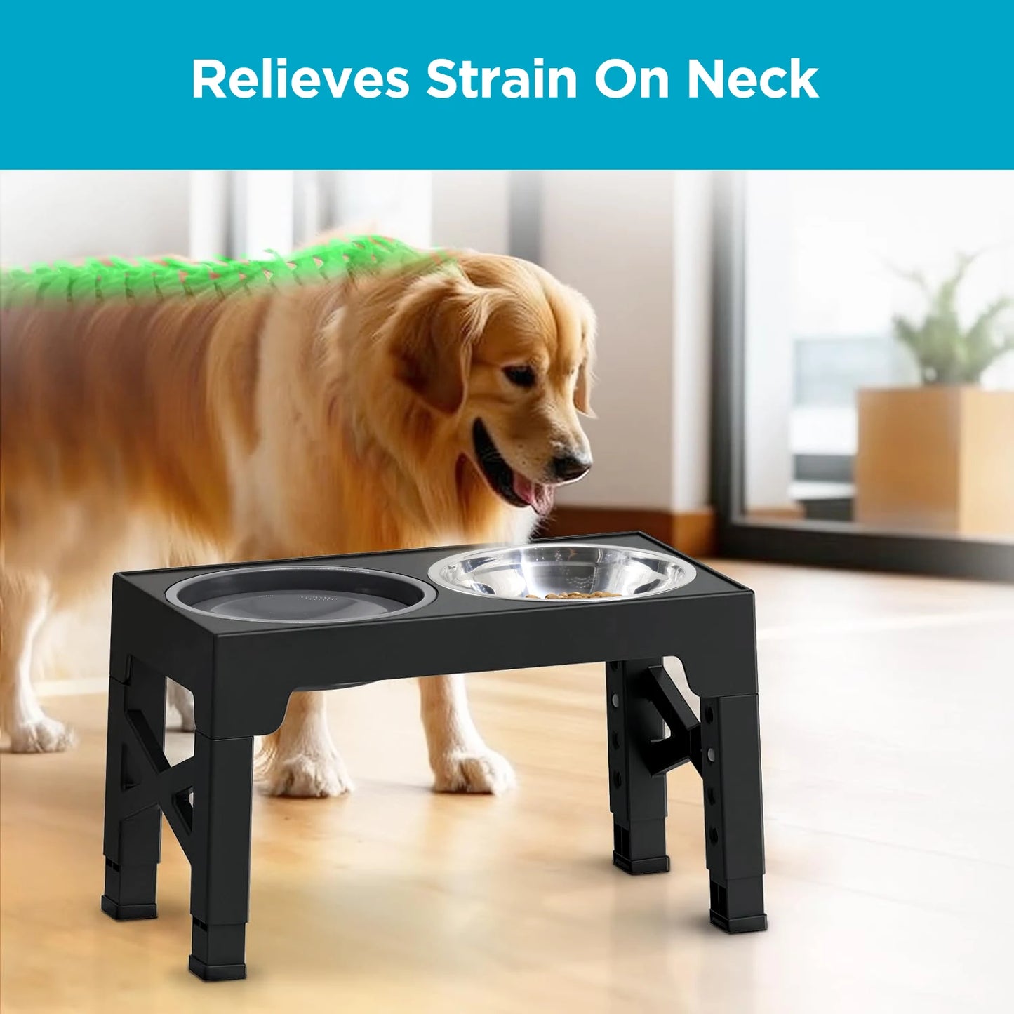 Adjustable Raised Dog Food & Water Bowl