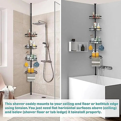 Stainless Steel Corner Shower Caddy Tension Pole