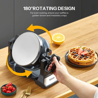 Classic Rotating Waffle Iron with Nonstick Plates