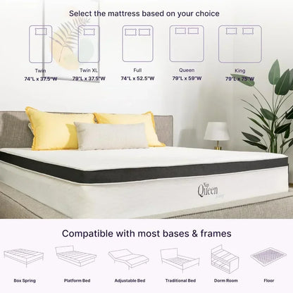 Twin/Queen Size Bed Mattress, Bed in A Box