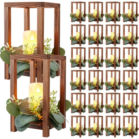 24 Wooden Farmhouse Centerpiece, Candle Holder