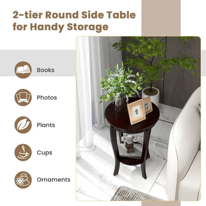 2-Tier Round End Table Set