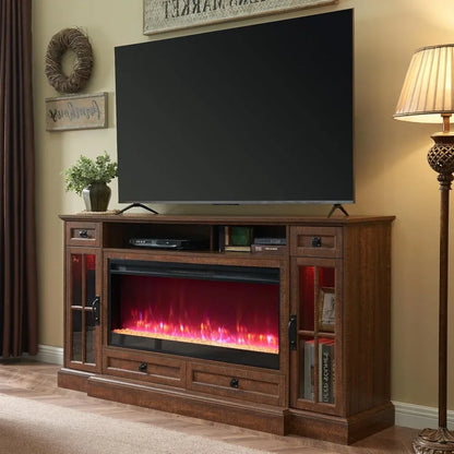 Farmhouse Entertainment Center with 42" Fireplace & LED Lights