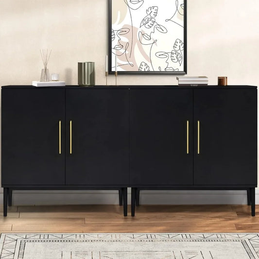 Set of 2 Black Free Standing Cabinets