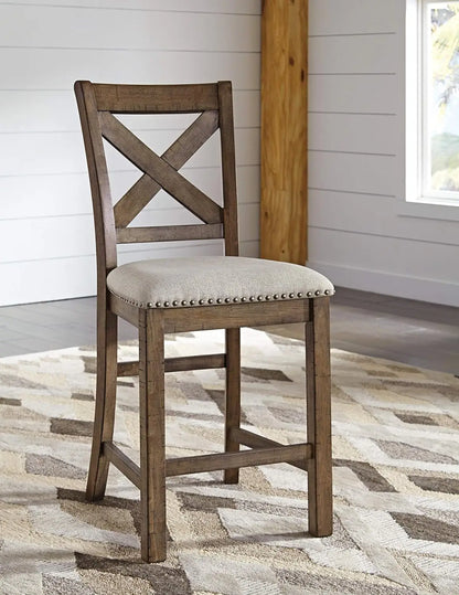 Rustic Farmhouse 24.5" Upholstered Barstool, 2 Count