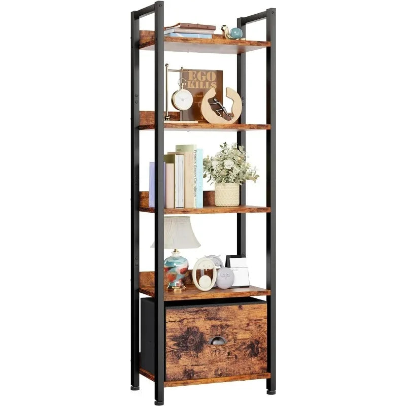 5 Tier Bookshelf with Drawer