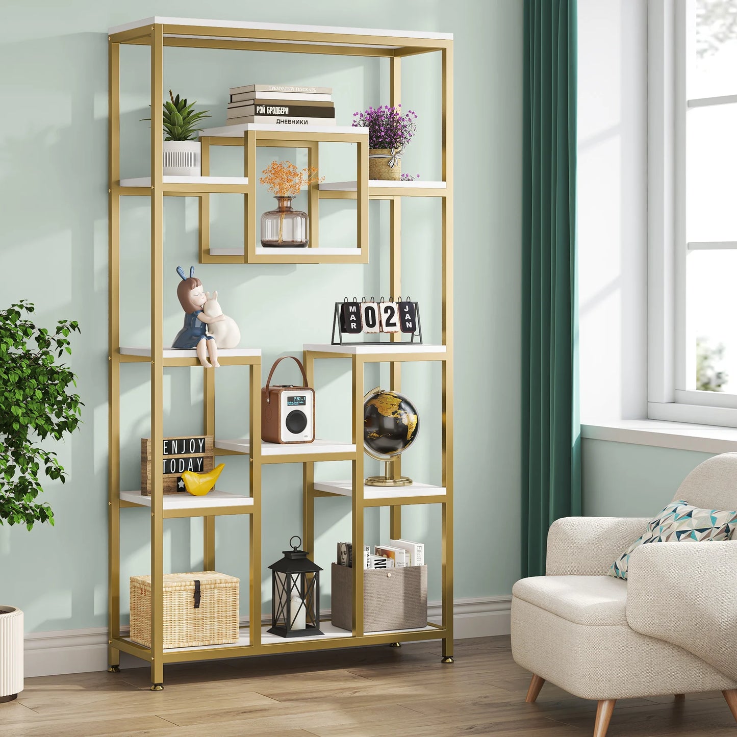 71” Tall Bookshelf with Metal Frame