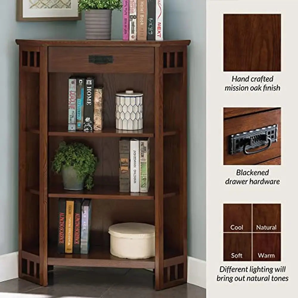 Solid Wood Corner Bookcase