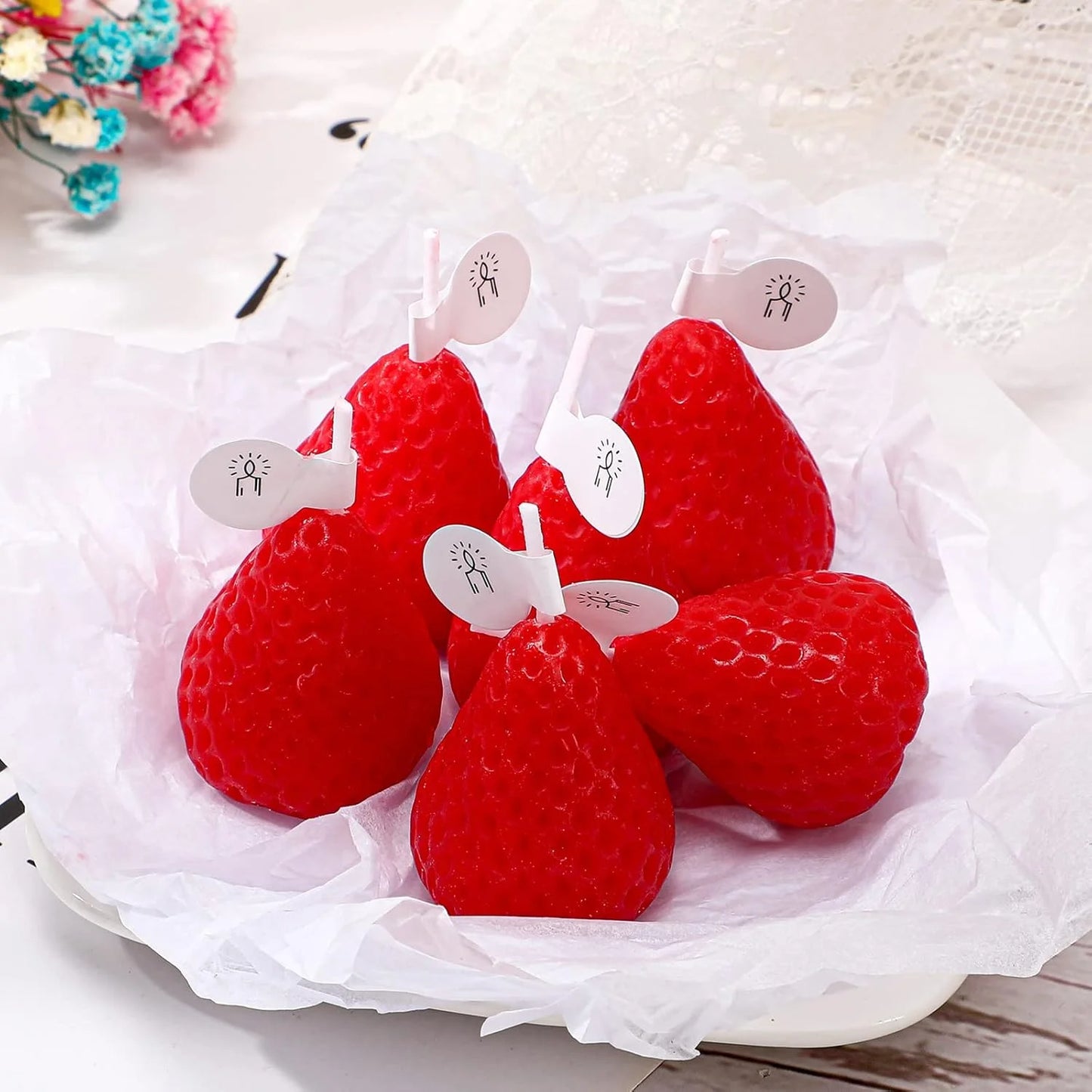 Set of 12 Strawberry Shaped Scented Candle