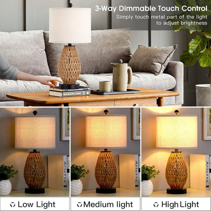 Touch Control Rattan Table Lamps