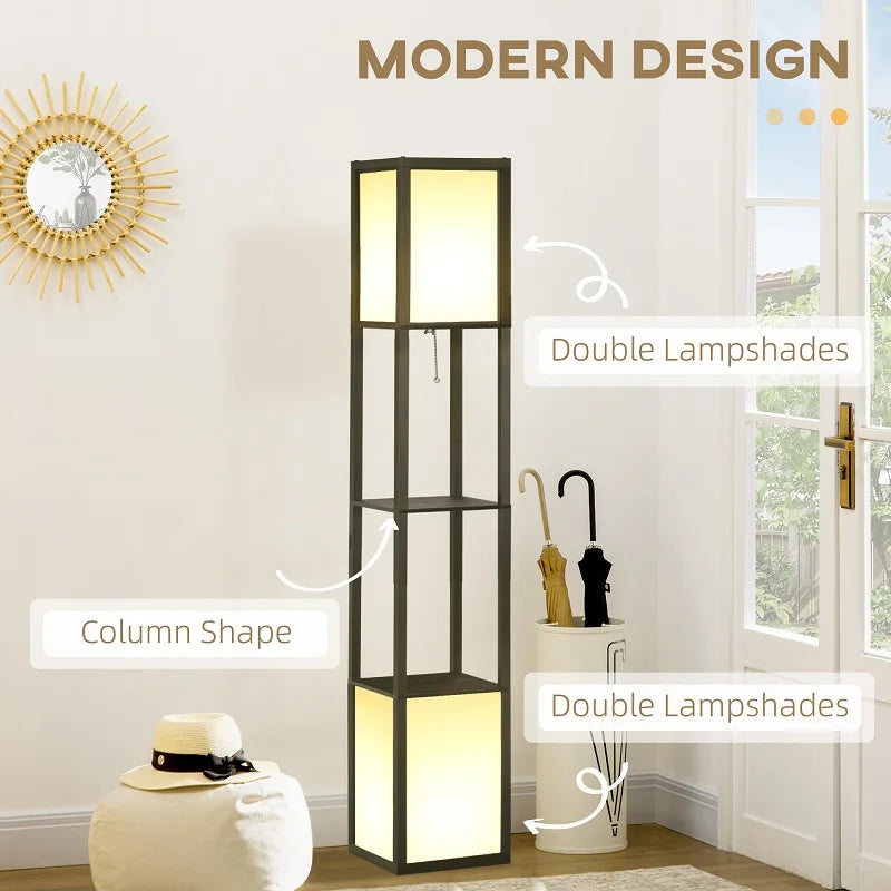 Modern Tall Floor Light with Shelving