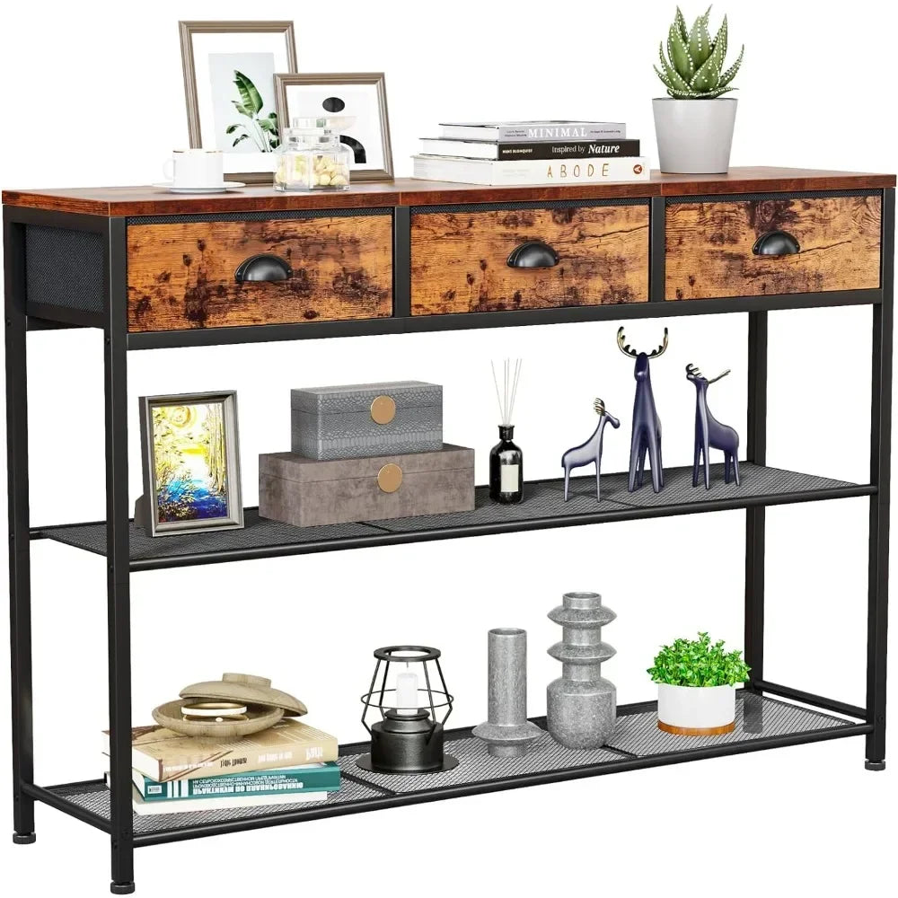 Entry Way Table with Storage Display Shelves