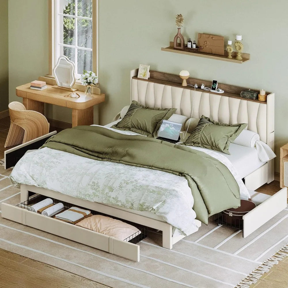 King Size Bed Frame Storage Headboard