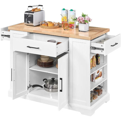 Rolling Kitchen Island Cart with 3 Drawers