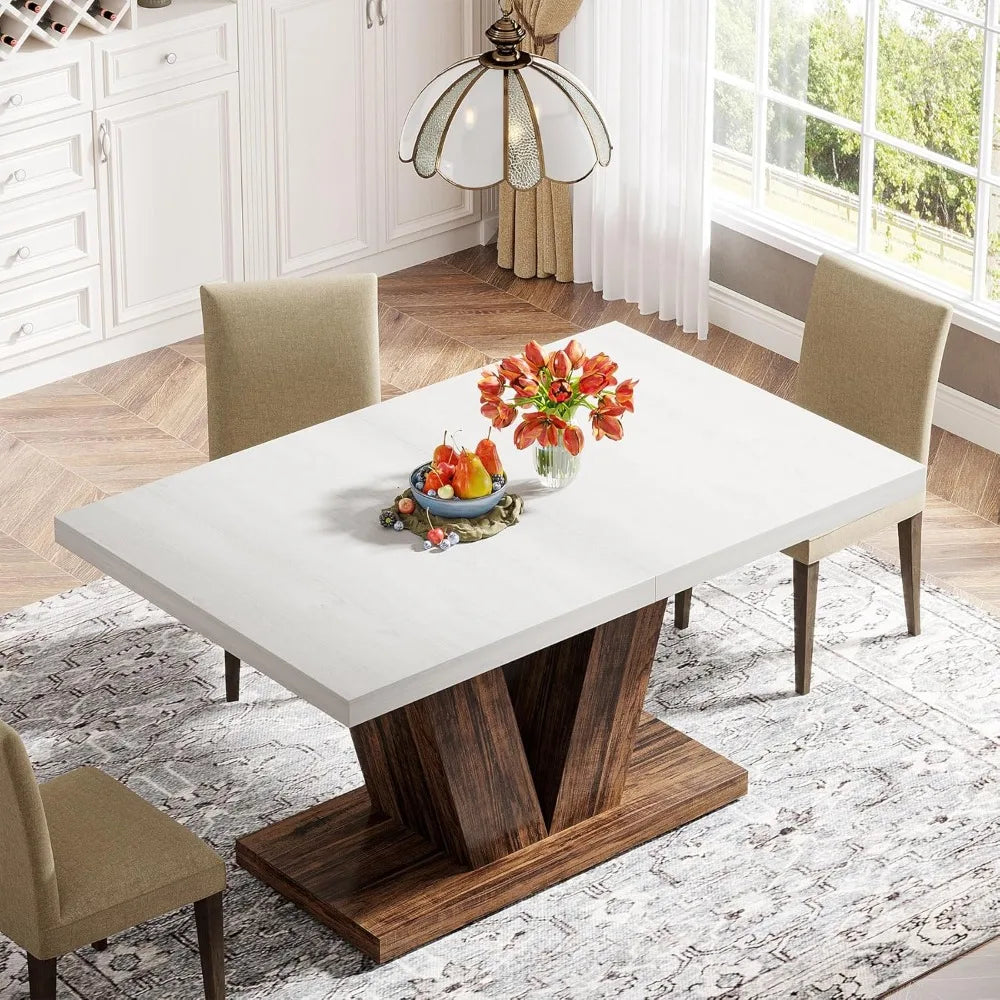 Heavy Duty Pedestal, Farmhouse Dining Table