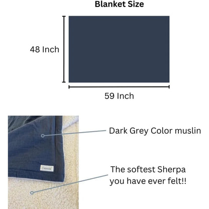 Organic Cotton Muslin & Sherpa Blanket Size 48x59 inch