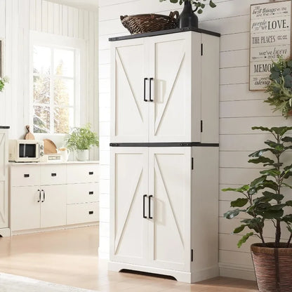 Tall Kitchen Pantry with Rattan Doors