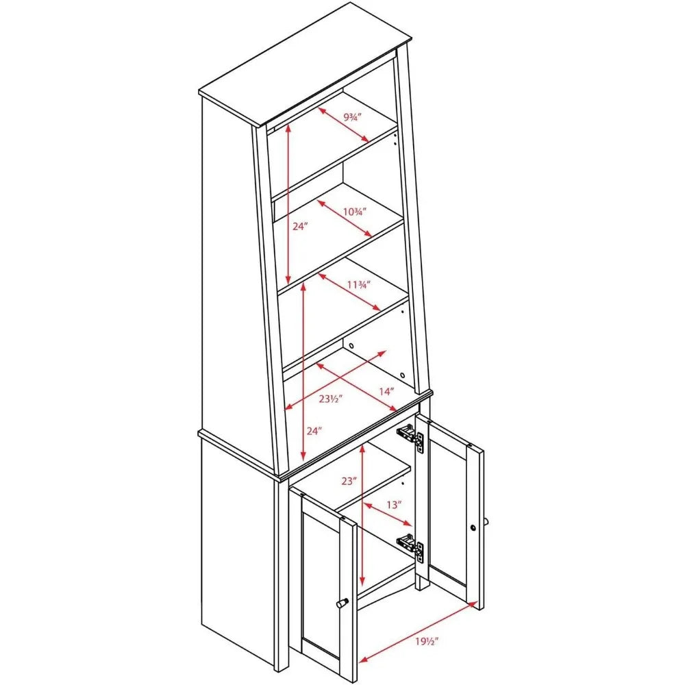 Shaker 2 Doors Book Shelf Storage