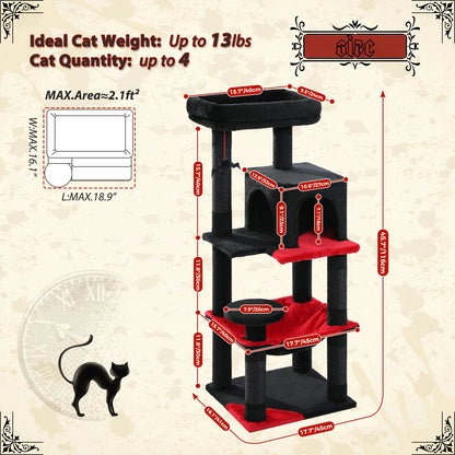 Tall Cat Tower with Large Hammock