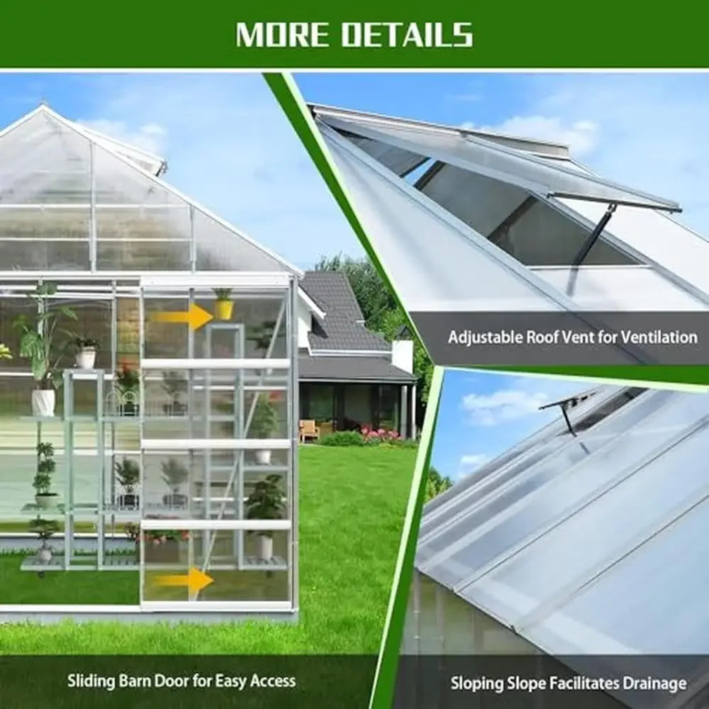 Outdoor Aluminum Greenhouse Polycarbonate