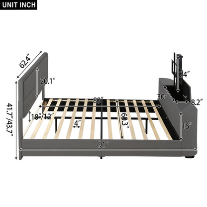 Modern Queen Upholstery TV Platform Bed