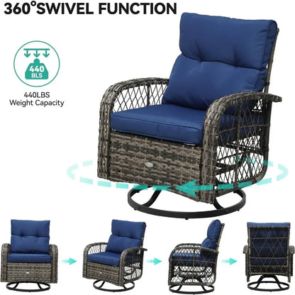 3-Piece Patio  Wicker  Swivel  Rocker