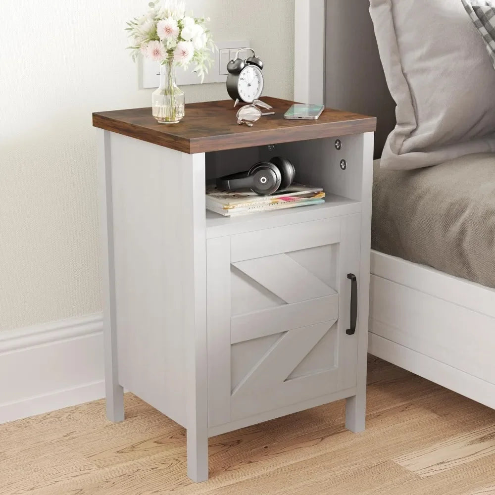 Set of 2 Farmhouse Nightstands