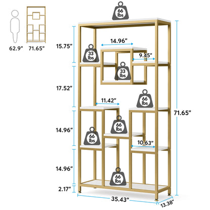 71” Tall Bookshelf with Metal Frame