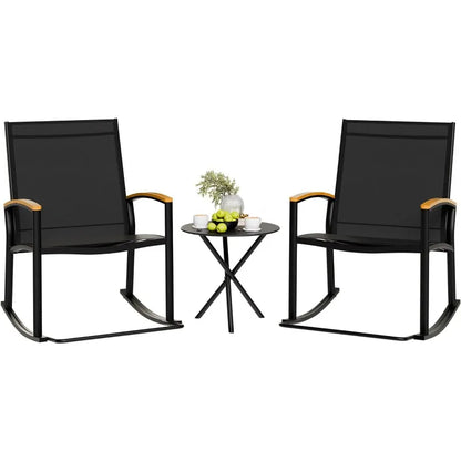 3 Piece Outdoor Rocking Bistro Set