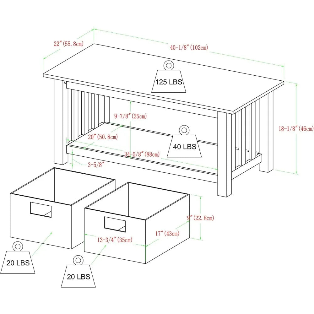 Mission Style Coffee Table Storage Baskets