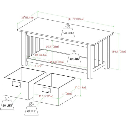 Mission Style Coffee Table Storage Baskets