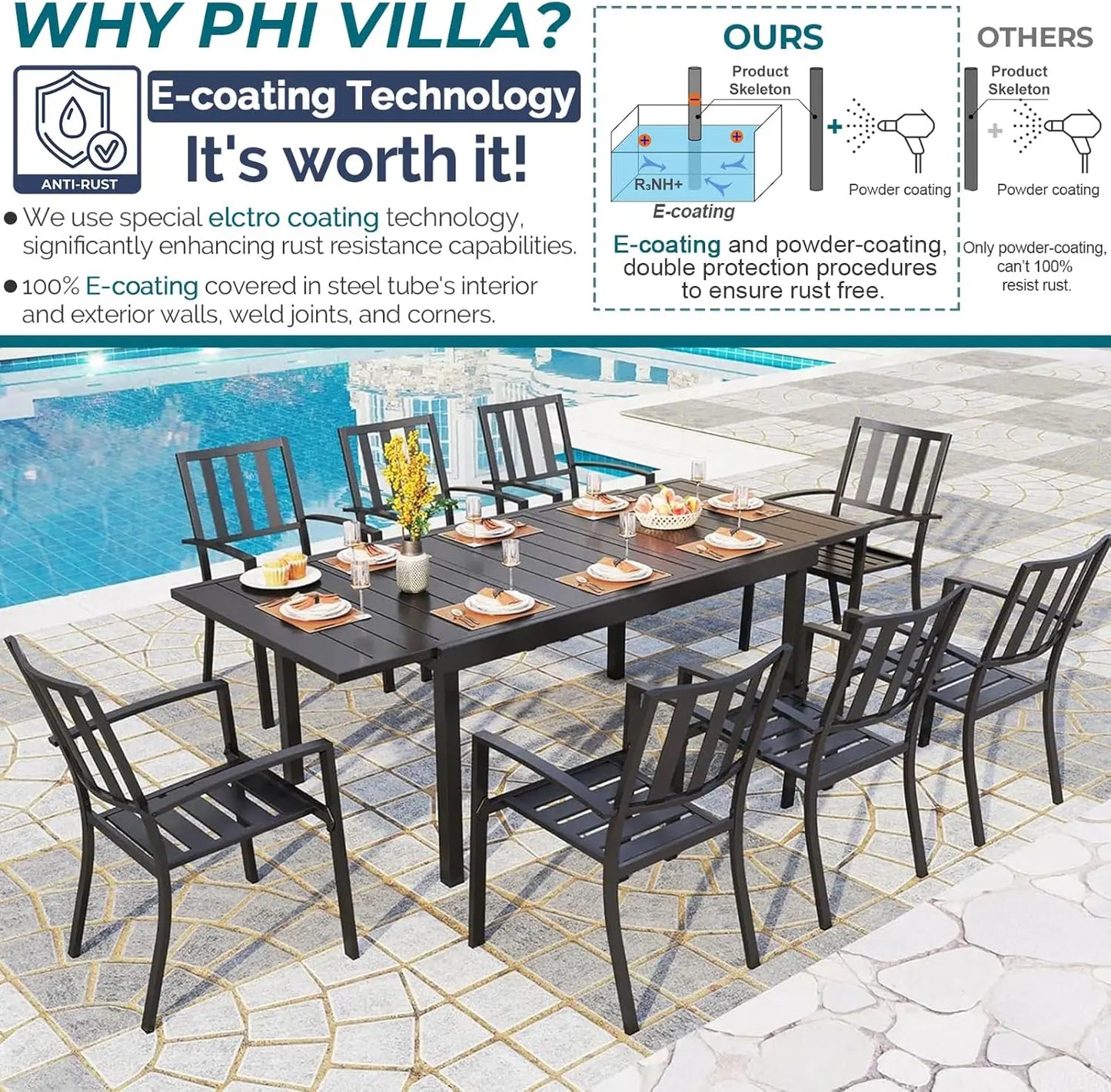 9 Piece Patio Dining Table Set