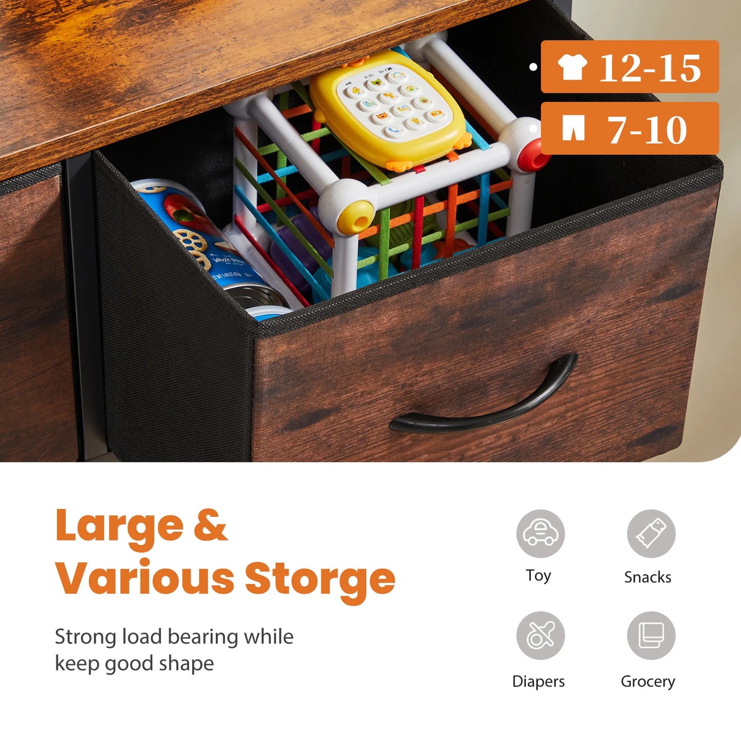 Dresser  With 9 Fabric Storage Drawer