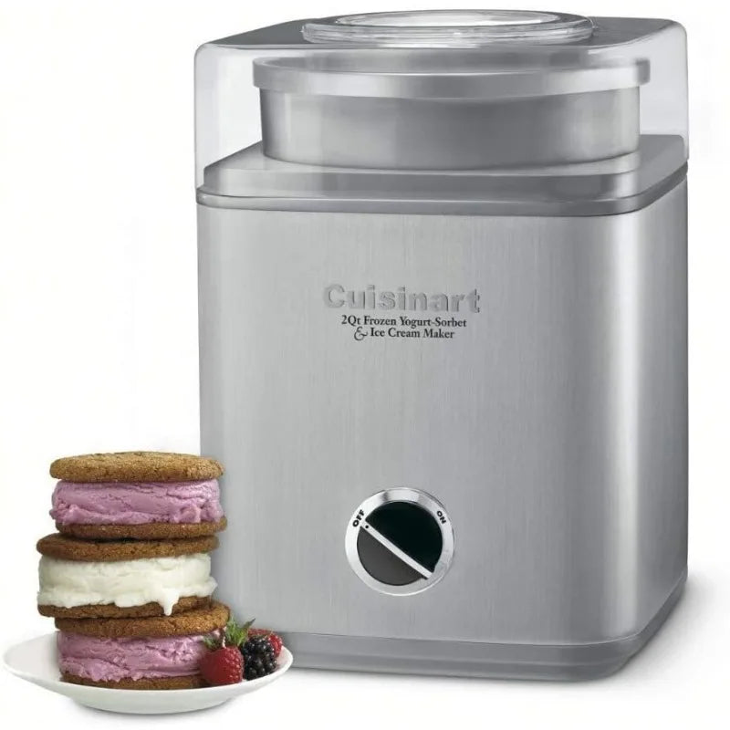 CUISINART Ice Cream Maker, Ice Cream and Frozen Yogurt Machine, 2-Qt. Double-Insulated Freezer Bowl, Silver, ICE30BCP1