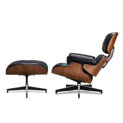 Genuine Leather Lounge Chair with Ottoman