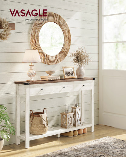 Console Table, with 3 Drawers, Open Storage Shelf