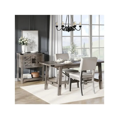 Farmhouse Dining Table with Wooden Legs