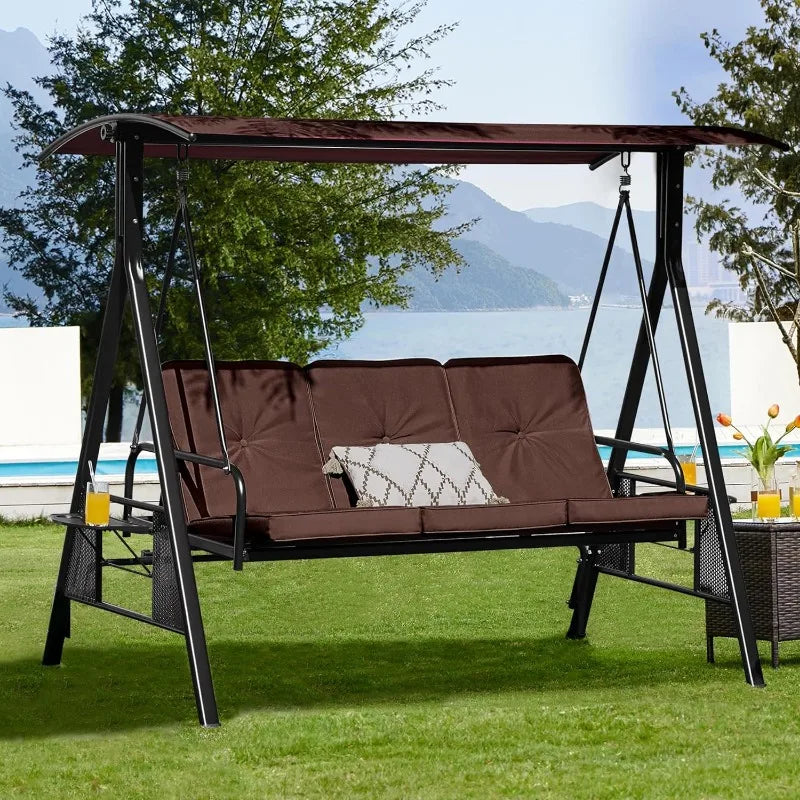 3-Seat Outdoor Patio Swing Chair