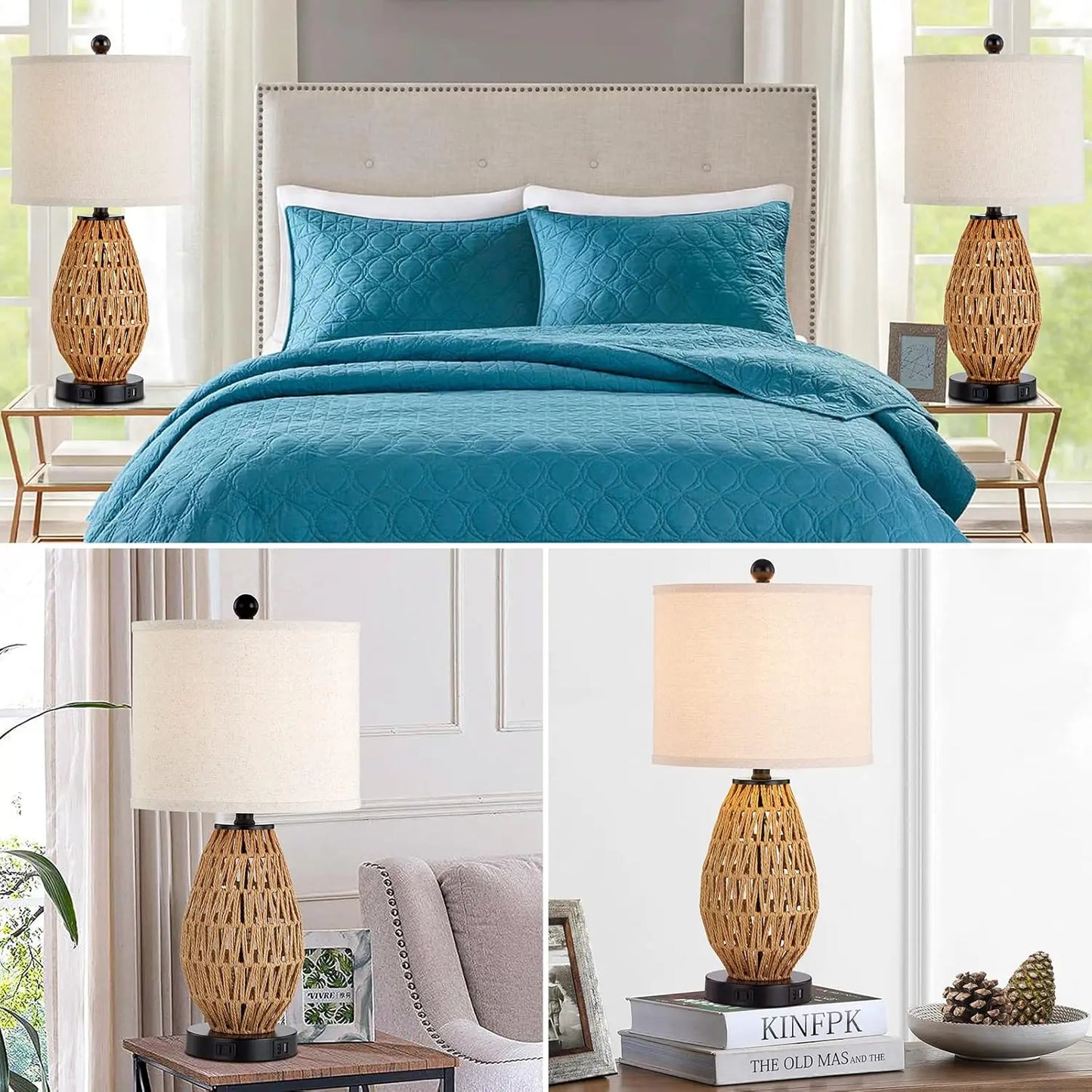 Touch Control Rattan Table Lamps