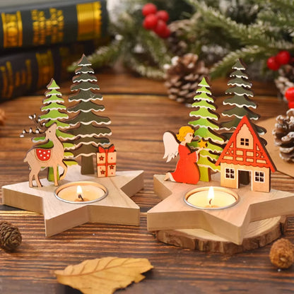 Christmas Decoration Wooden Candle Holder