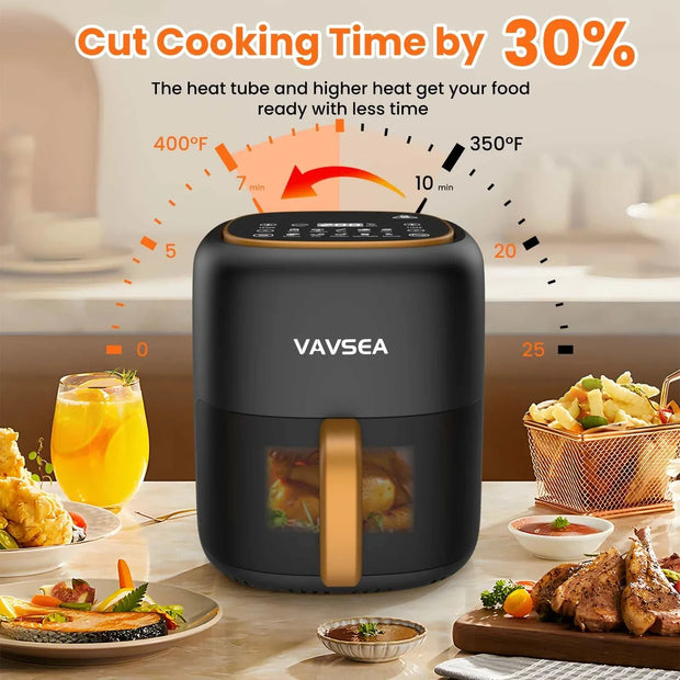10-in-1 Air Fryer with clear window, digital control, 6.5-quart basket, and fast cooking.