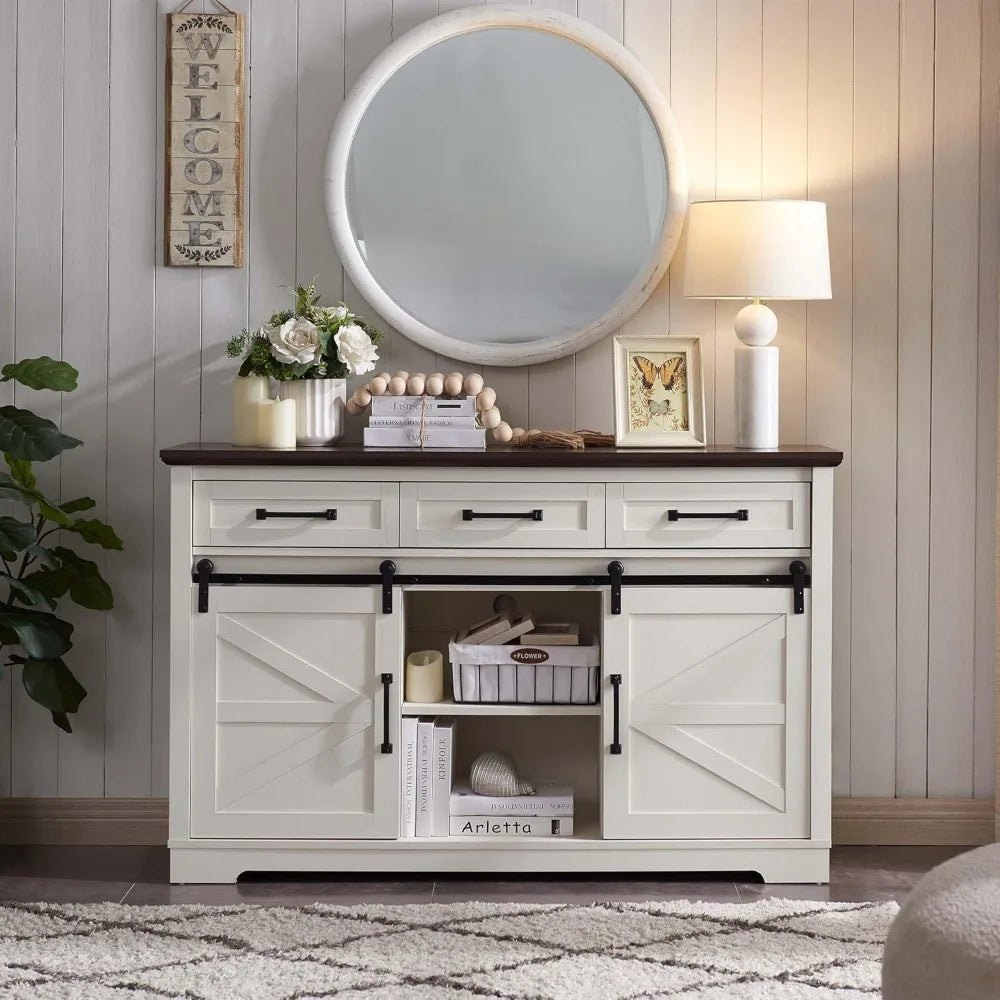 Farmhouse Buffet Cabinet, w/3 Drawers