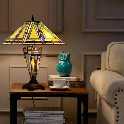 Mission Style Stained Glass Table Lamp