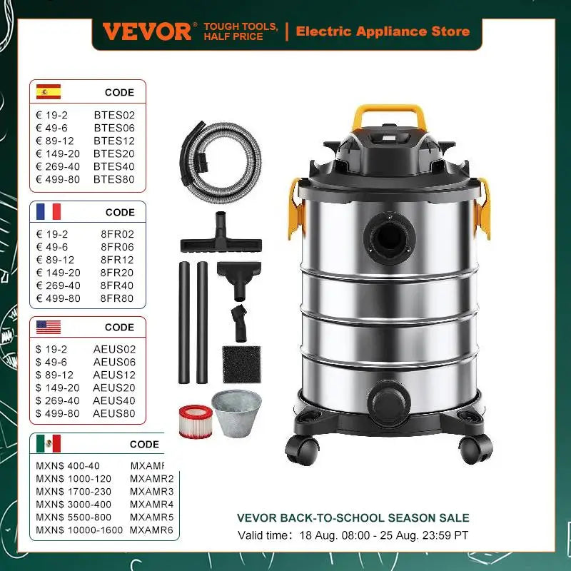 VEVOR Stainless Steel Wet Dry Shop Vacuum