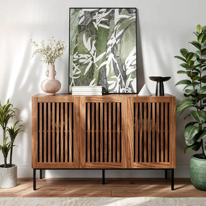 Farmhouse Buffet Cabinet with Metal Base