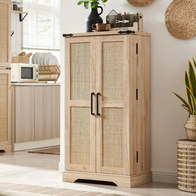 Tall Kitchen Pantry with Rattan Doors