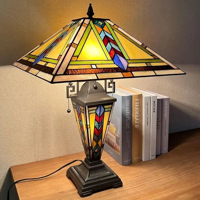 Mission Style Stained Glass Table Lamp