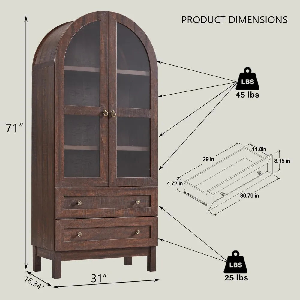 Tall Arched Bookshelf, 4-Tier